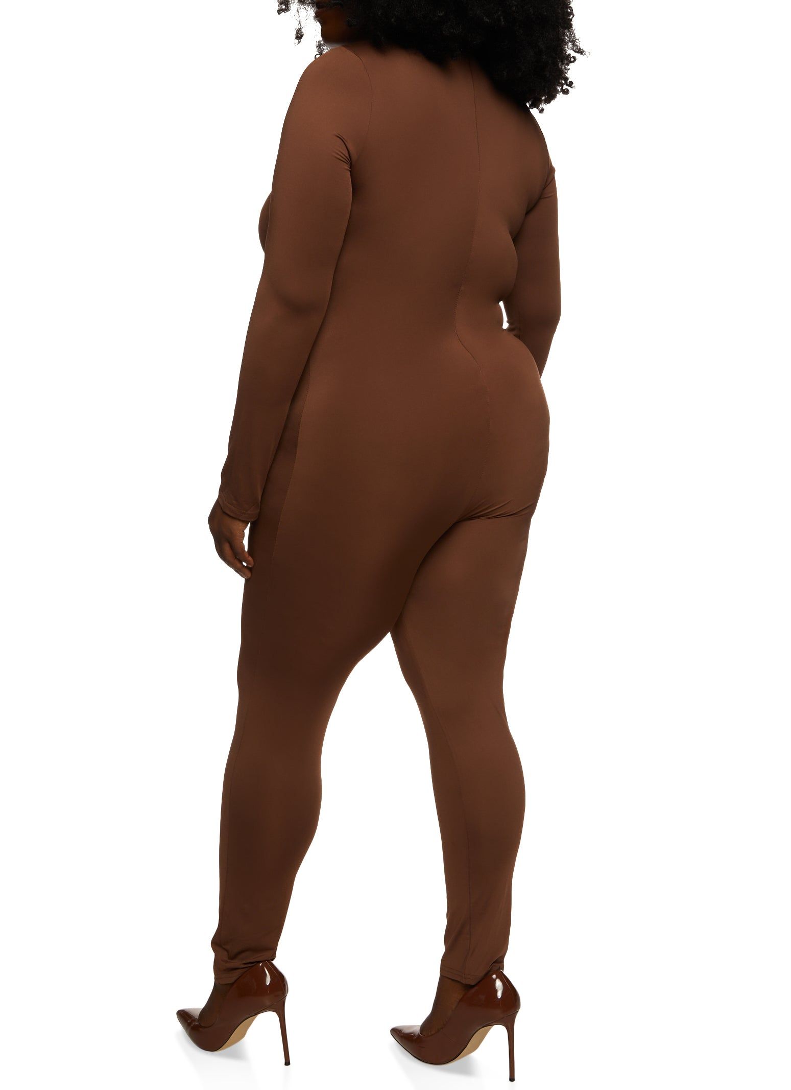 Plus Size Mock Neck Long Sleeve Catsuit sold by Rainbow product image thumbnail 2