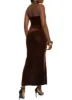 Velvet Scoop Neck Side Slit Maxi Dress sold by Rainbow