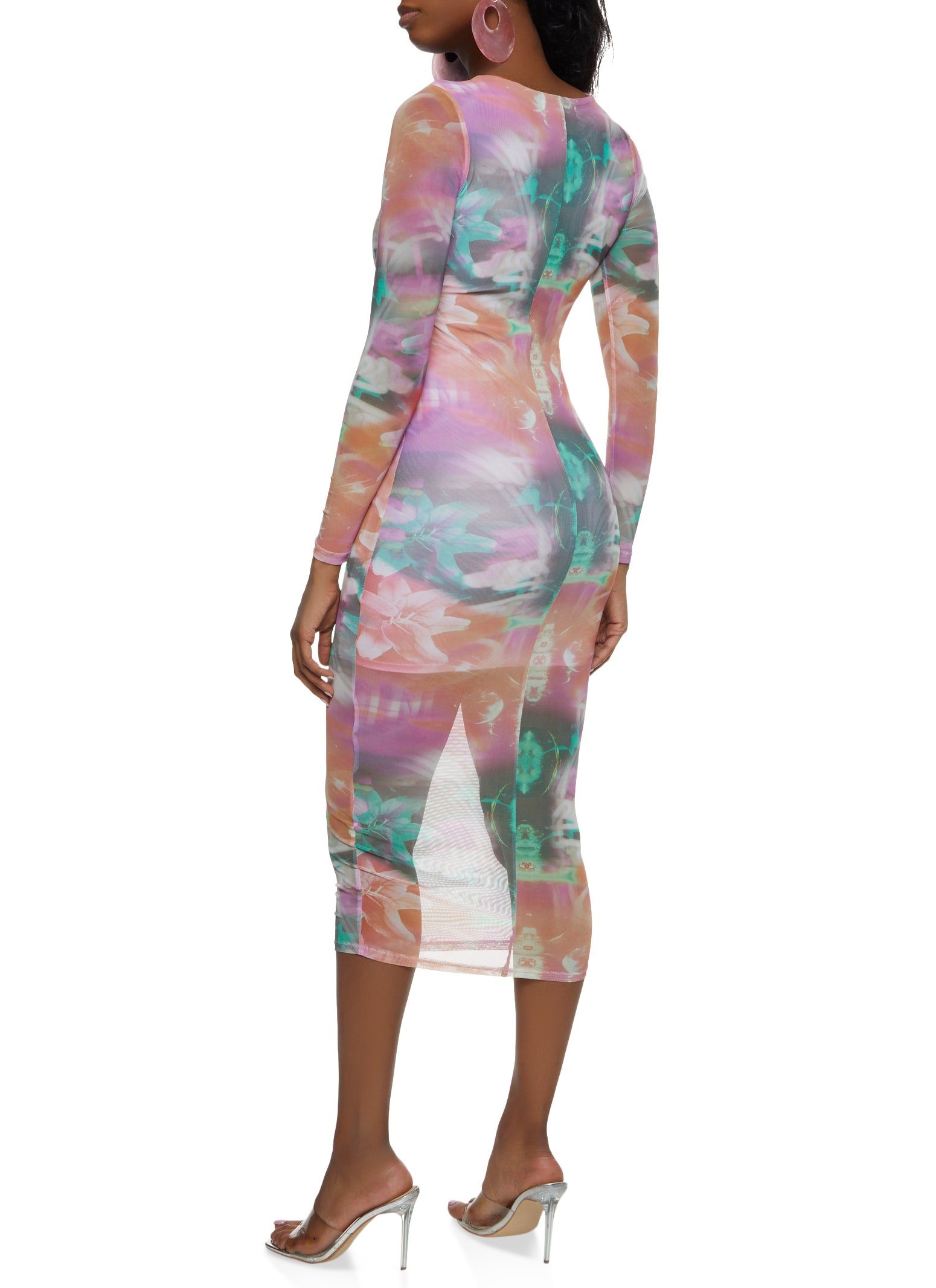 Mesh Printed Long Sleeve Maxi Dress sold by Rainbow product image thumbnail 3