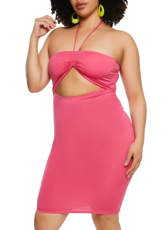 Plus Size Almost Famous Cut Out Halter Dress sold by Rainbow
