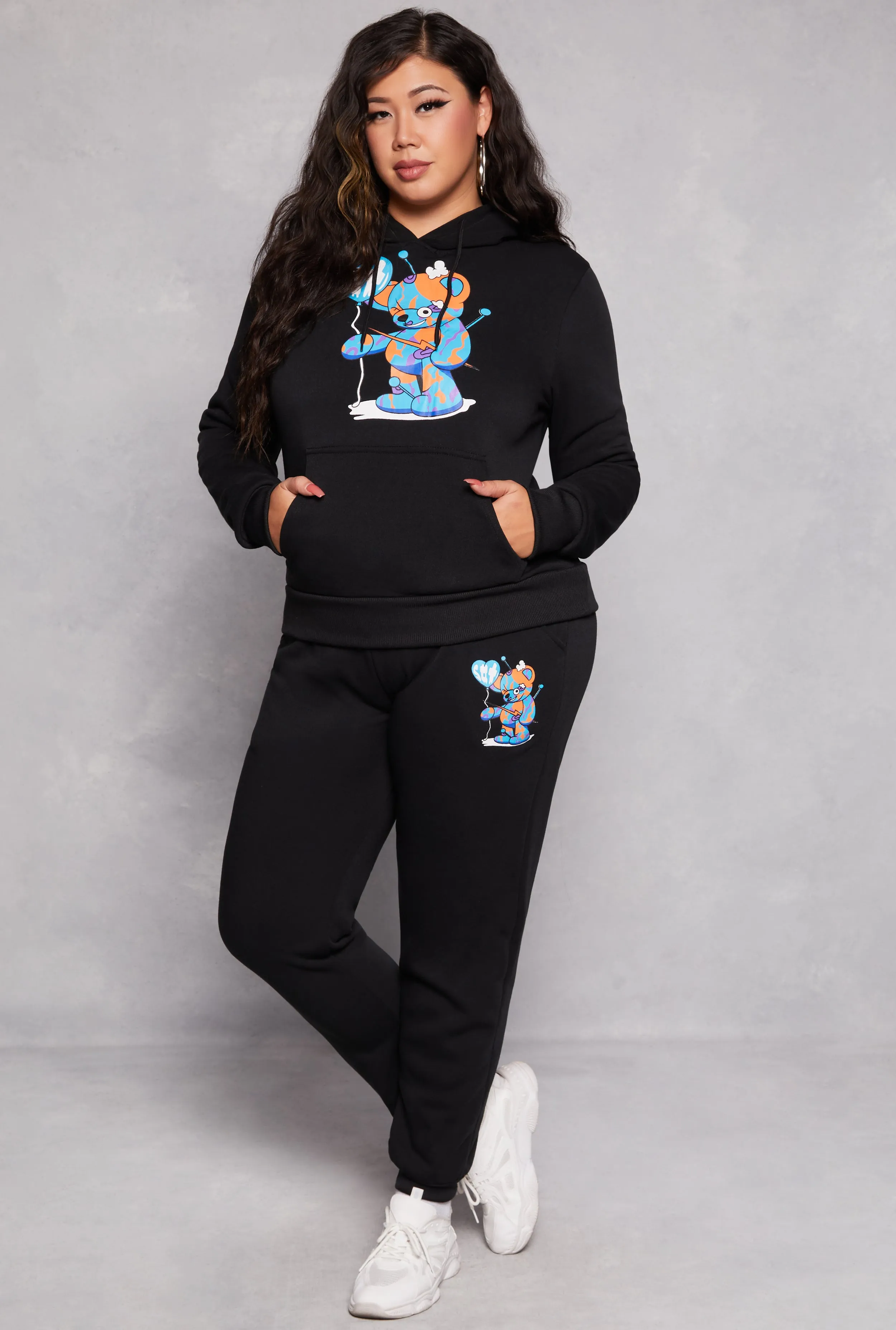 Plus Size Bear Graphic Pullover Hoodie sold by Rainbow product image thumbnail 2