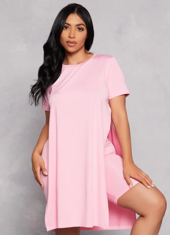 Daisy Crew Neck Side Slit Tunic Tee sold by Rainbow