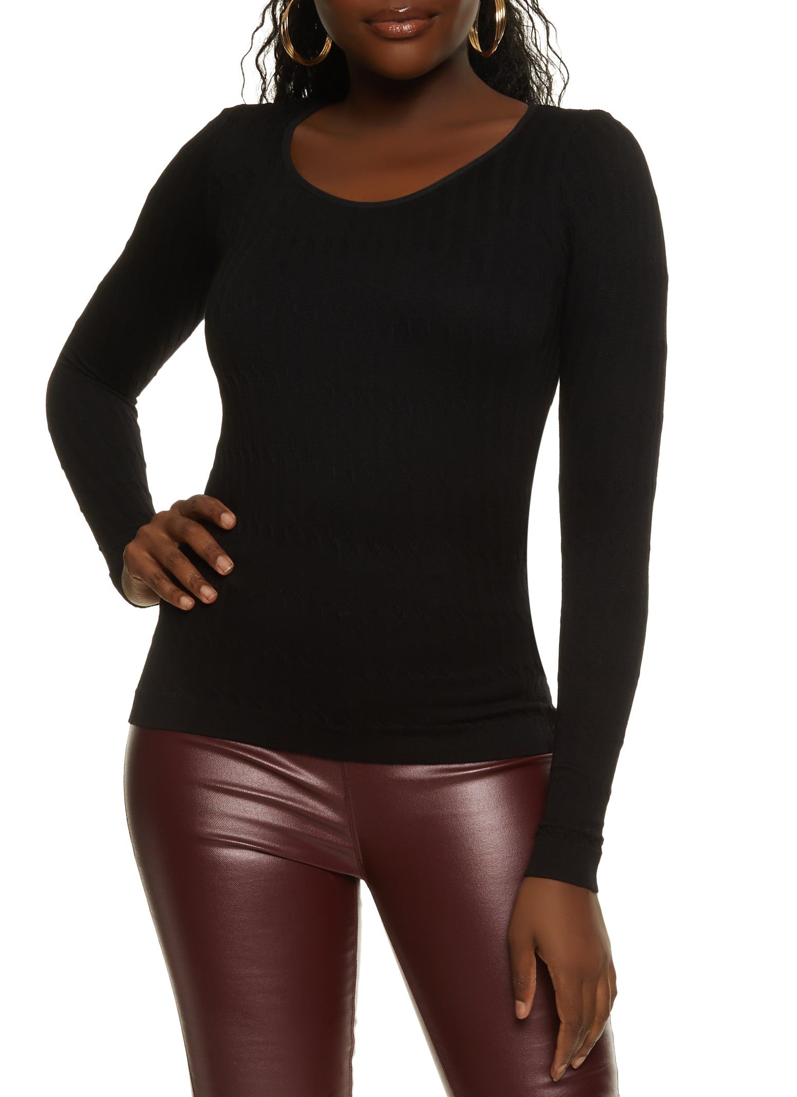 Seamless Cable Knit Scoop Neck Top sold by Rainbow