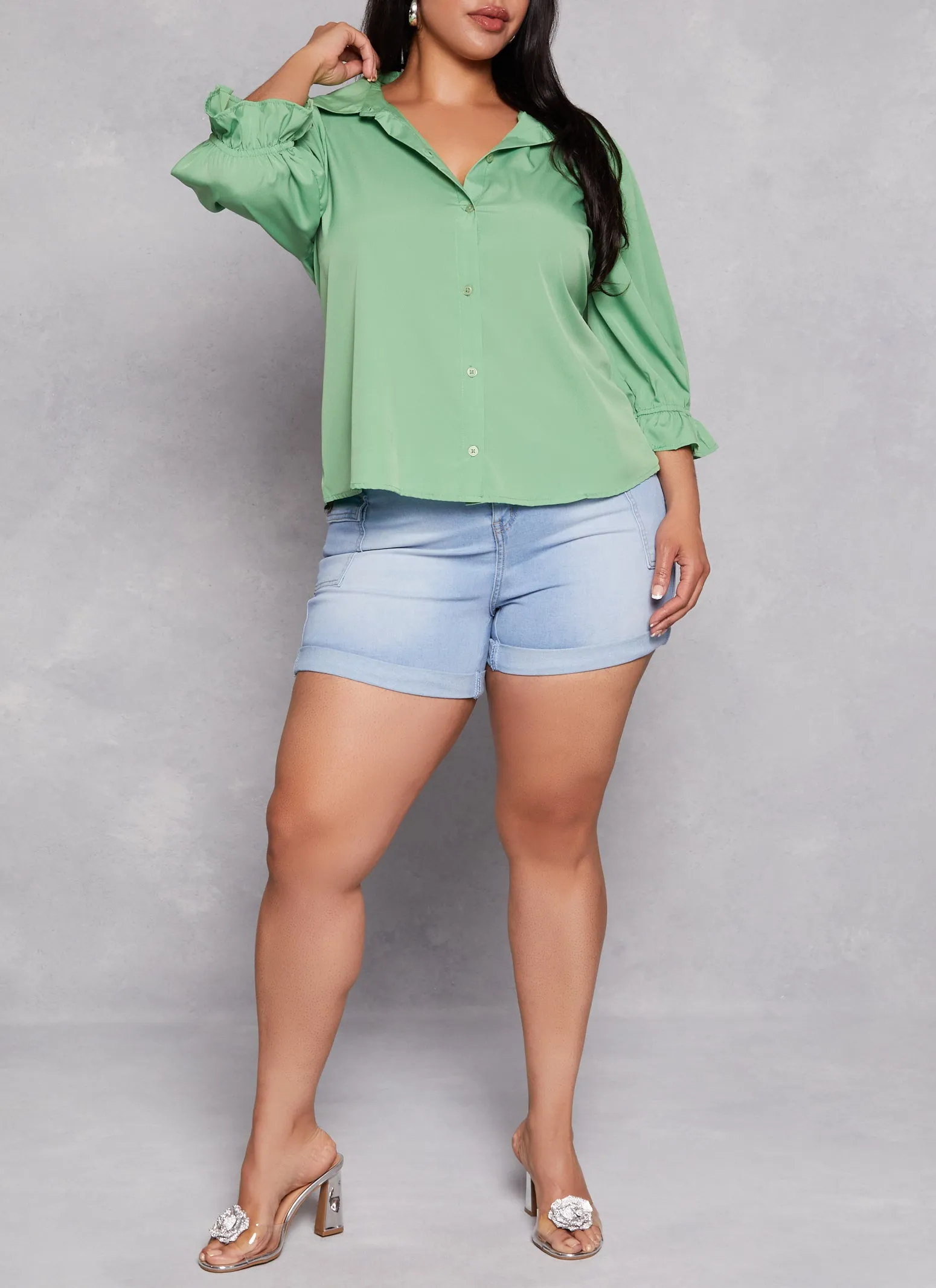 Plus Size Balloon Quarter Sleeve Shirt sold by Rainbow product image thumbnail 2