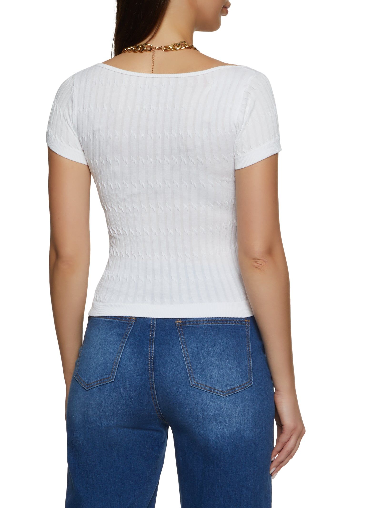 Textured Knit Square Neck Seamless Top sold by Rainbow product image thumbnail 2