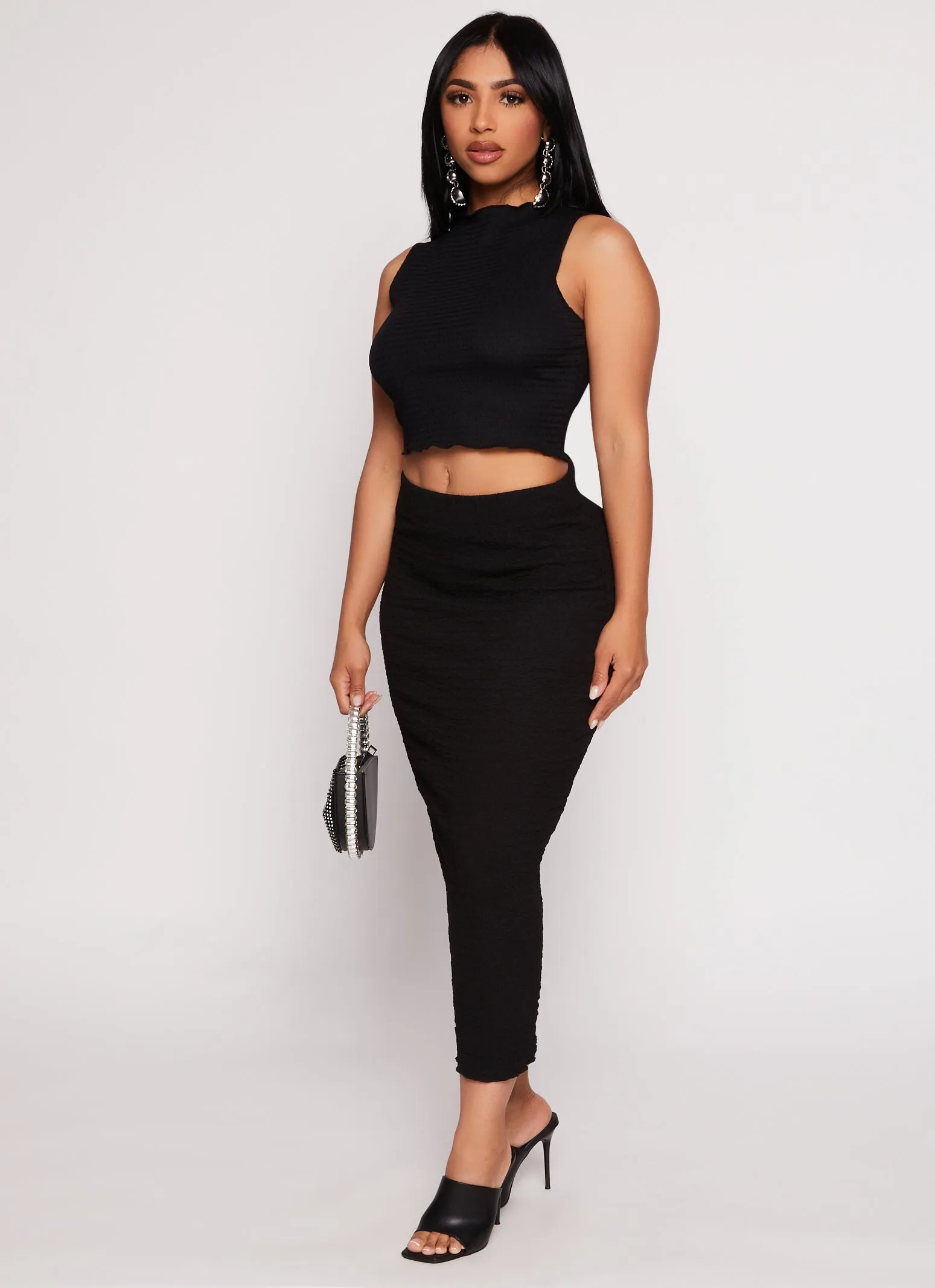 Textured Knit Midi Skirt sold by Rainbow