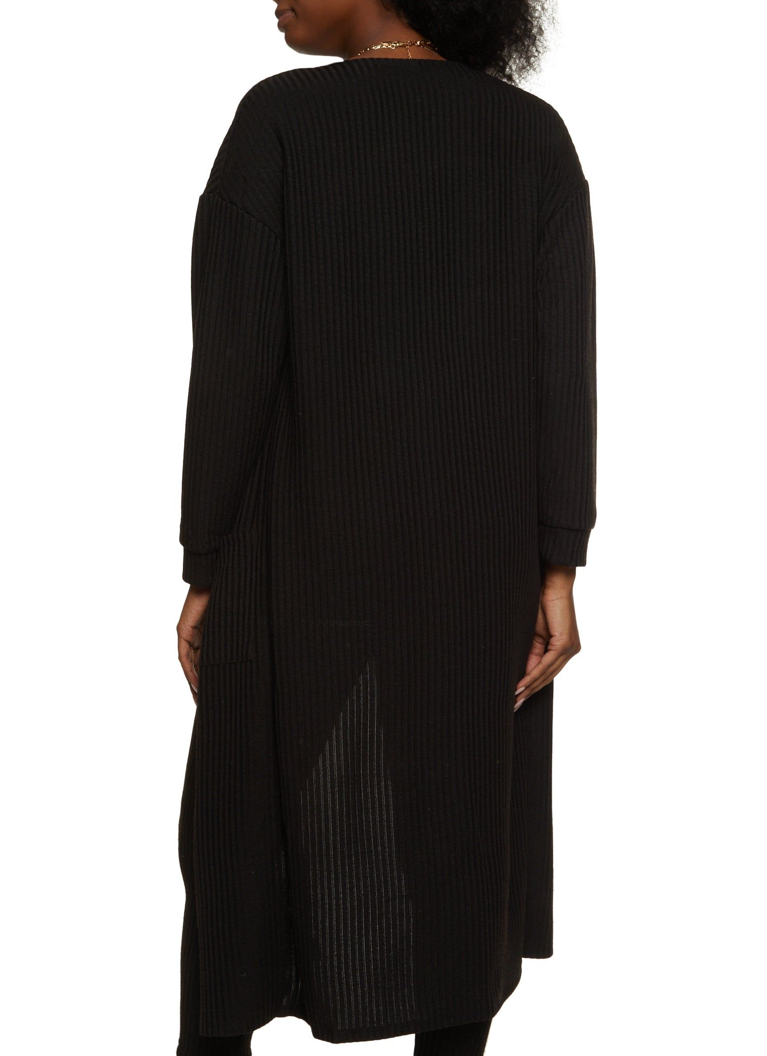 Ribbed Knit Open Front Long Cardigan sold by Rainbow product image thumbnail 3