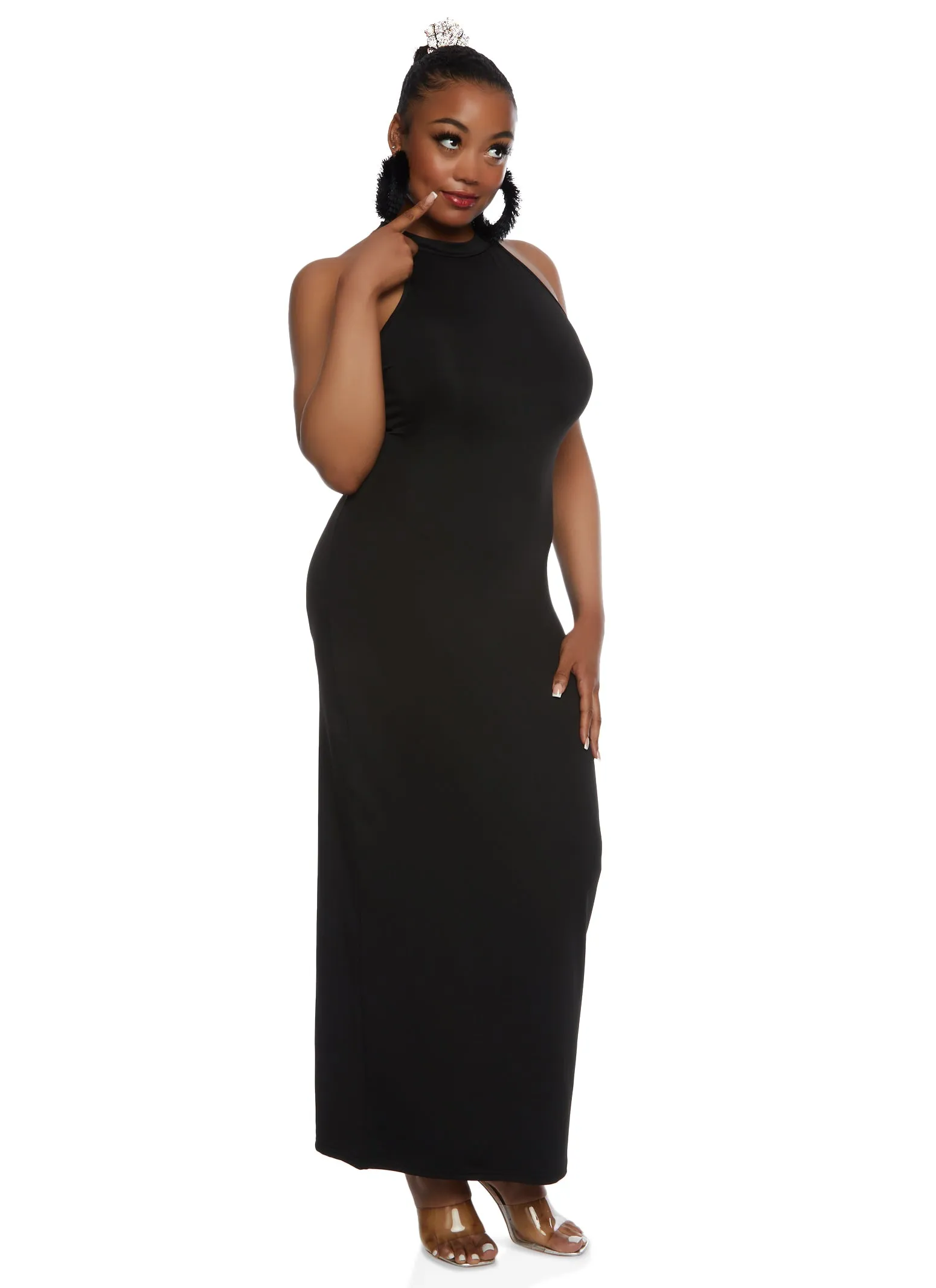 Plus Size Daisy Mock Neck Sleeveless Maxi Dress sold by Rainbow product image thumbnail 2