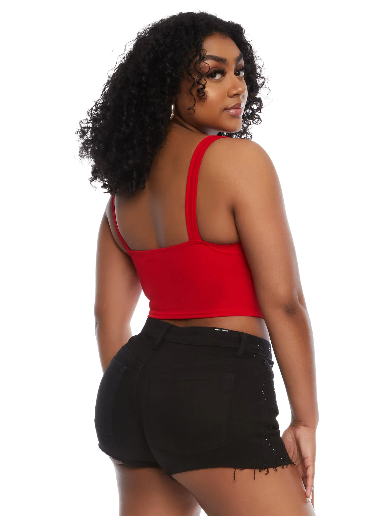 Rhinestone Heart Cut Out Corset Crop Top sold by Rainbow product image thumbnail 3