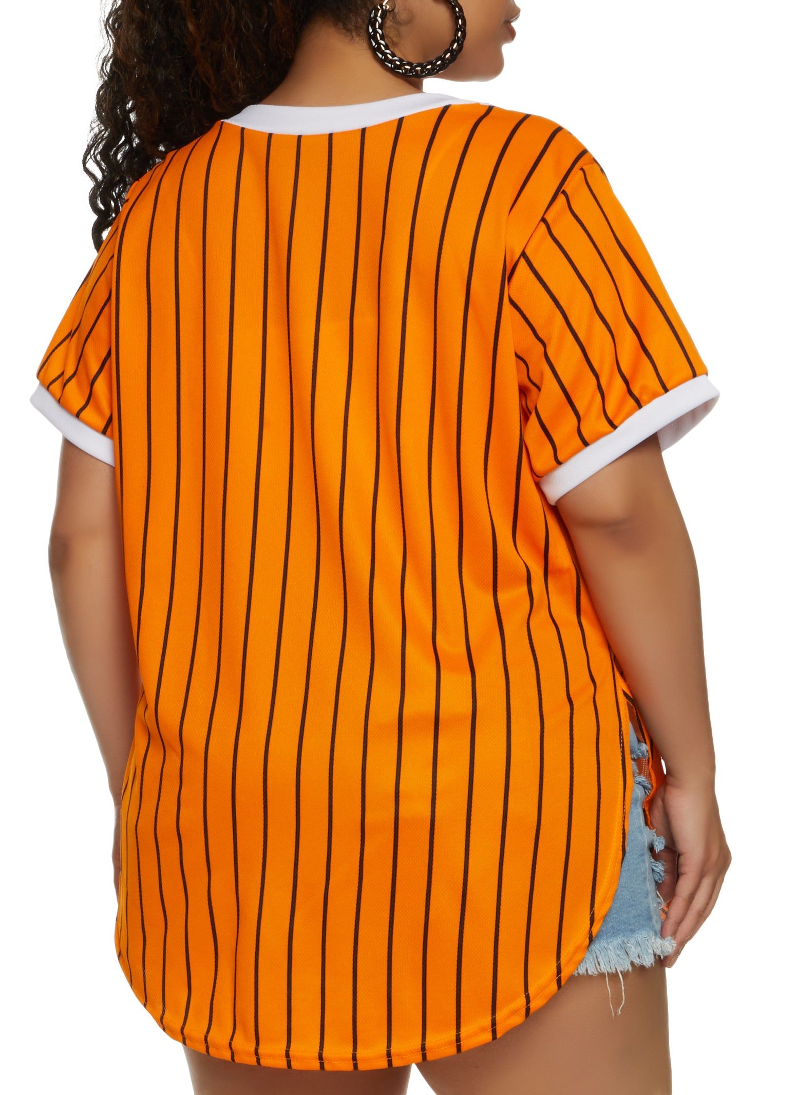 Plus Size Striped Love Mesh Baseball Tee sold by Rainbow product image thumbnail 2