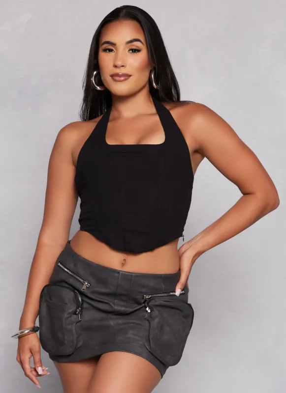 Linen Corset Halter Top sold by Rainbow