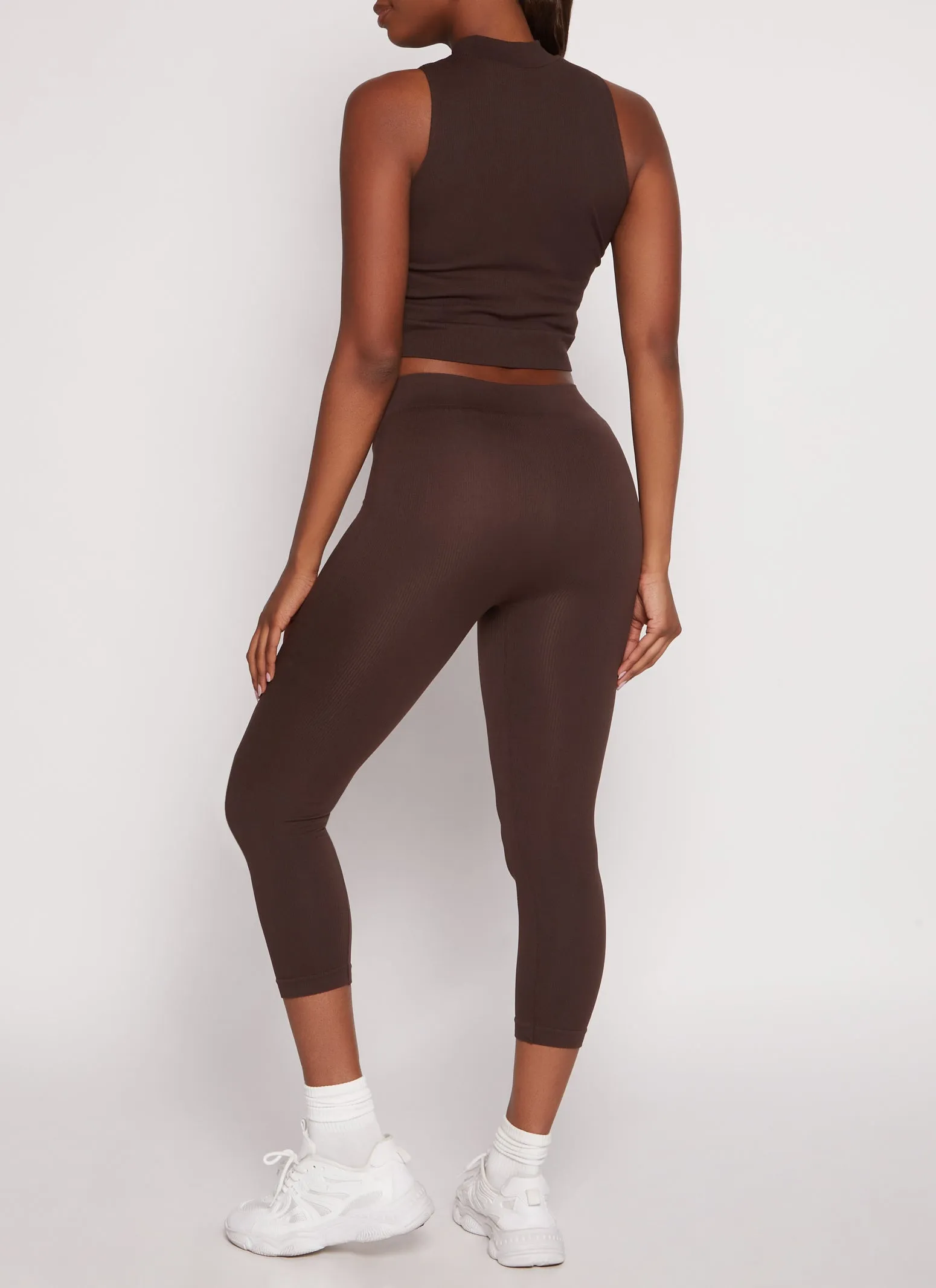 Seamless Mock Neck Crop Top and Leggings sold by Rainbow product image thumbnail 3