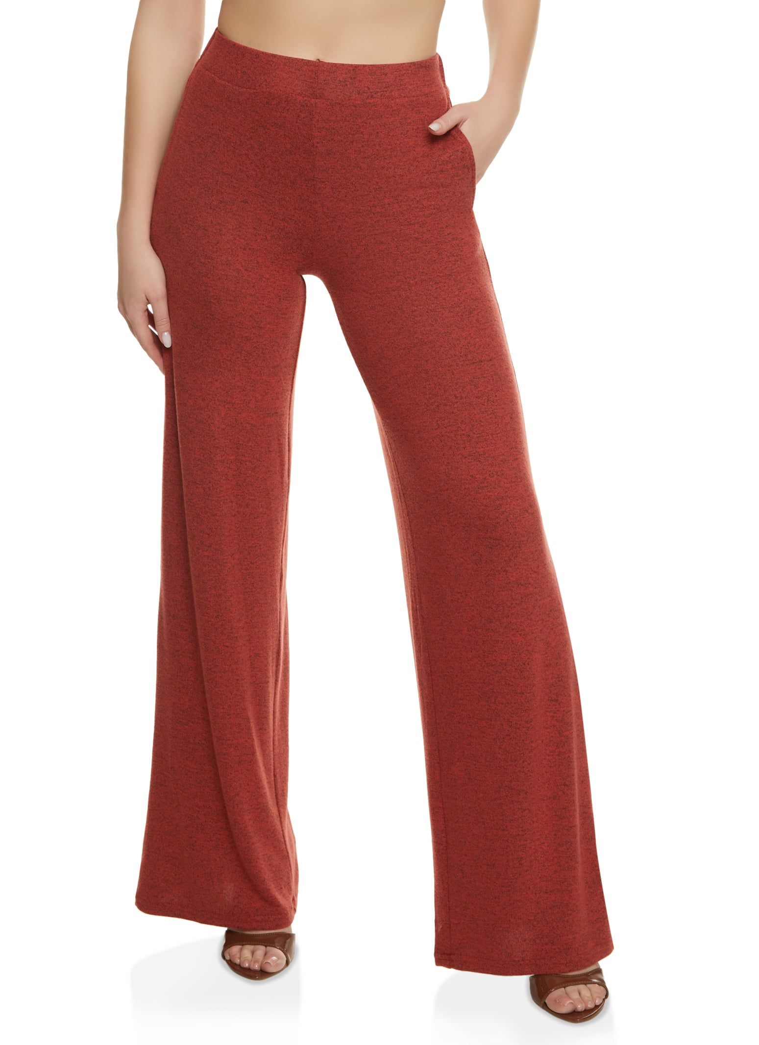 Brushed Knit High Waist Wide Leg Pants sold by Rainbow