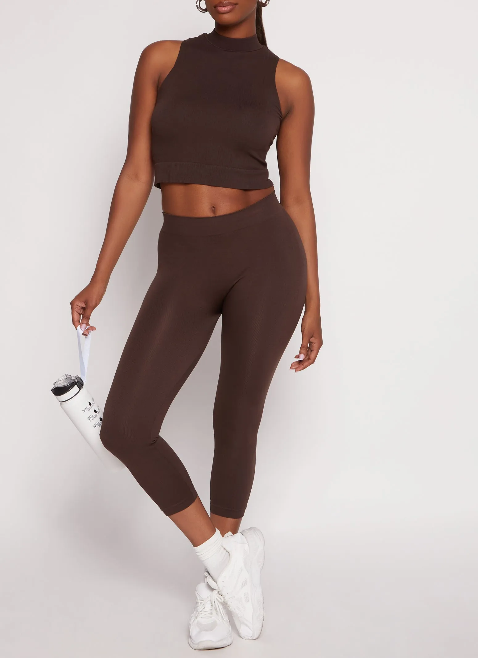 Seamless Mock Neck Crop Top and Leggings sold by Rainbow product image thumbnail 2
