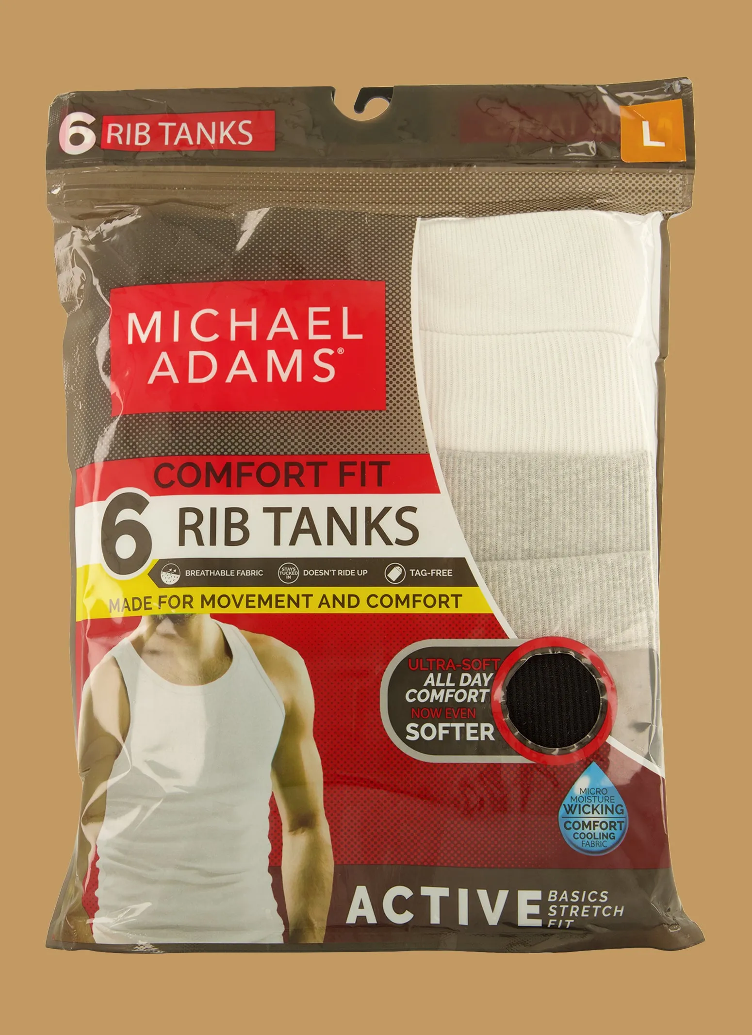 Mens Ribbed Assorted Tank Tops 6 Pack sold by Rainbow product image thumbnail 3