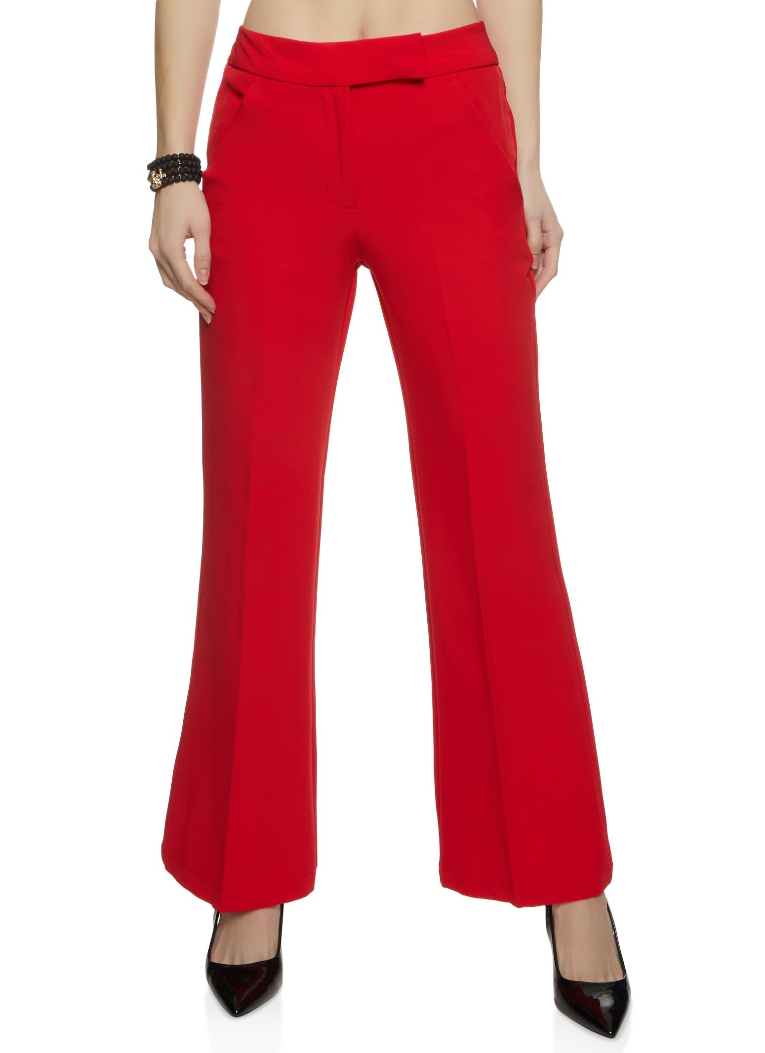 Crepe Knit High Waist Wide Leg Dress Pants sold by Rainbow