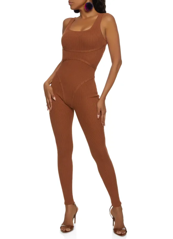 Daisy Seamless Ribbed Knit Sleeveless Catsuit sold by Rainbow