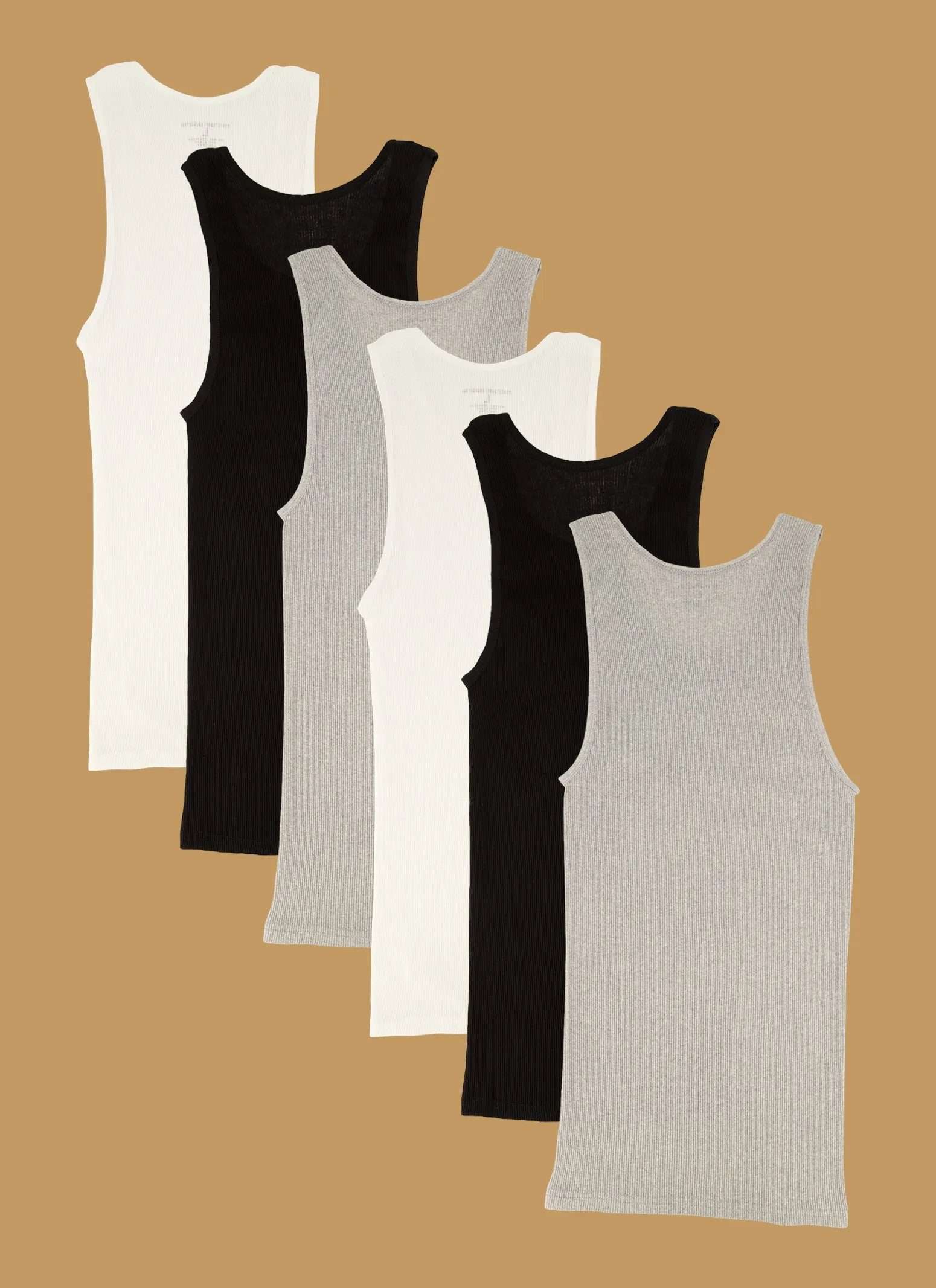 Mens Ribbed Assorted Tank Tops 6 Pack sold by Rainbow product image thumbnail 2