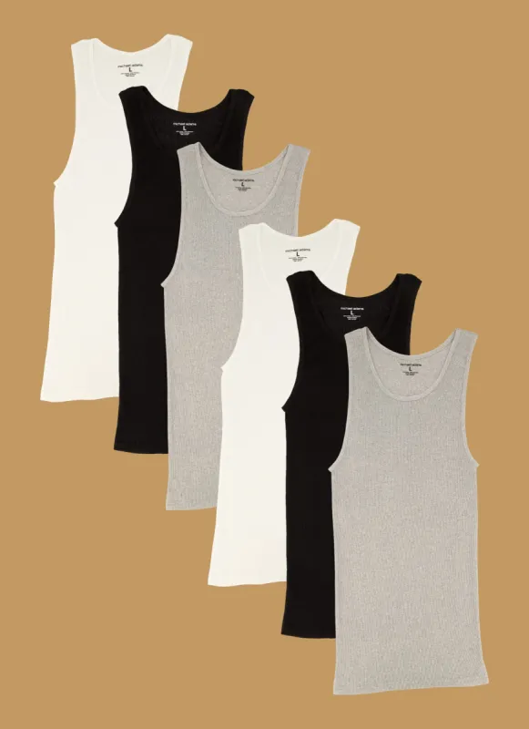 Mens Ribbed Assorted Tank Tops 6 Pack sold by Rainbow
