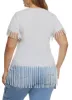 Plus Size Fringe Crew Neck T Shirt sold by Rainbow