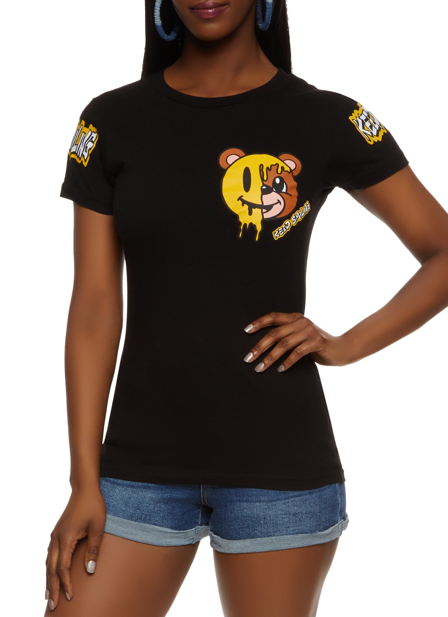 Keep Smiling Bear Graphic T Shirt sold by Rainbow