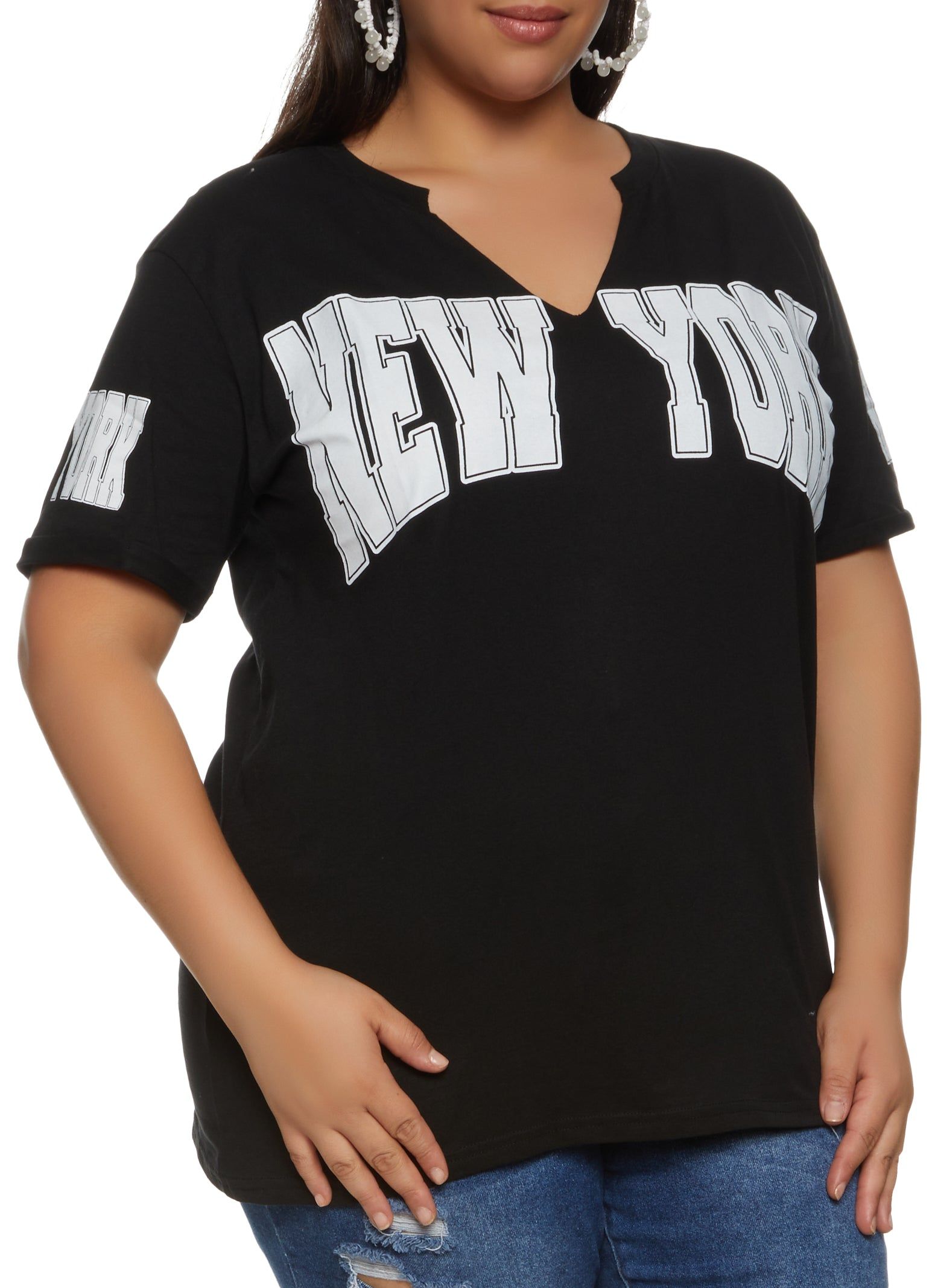 Plus Size New York Short Sleeve Graphic Tee sold by Rainbow