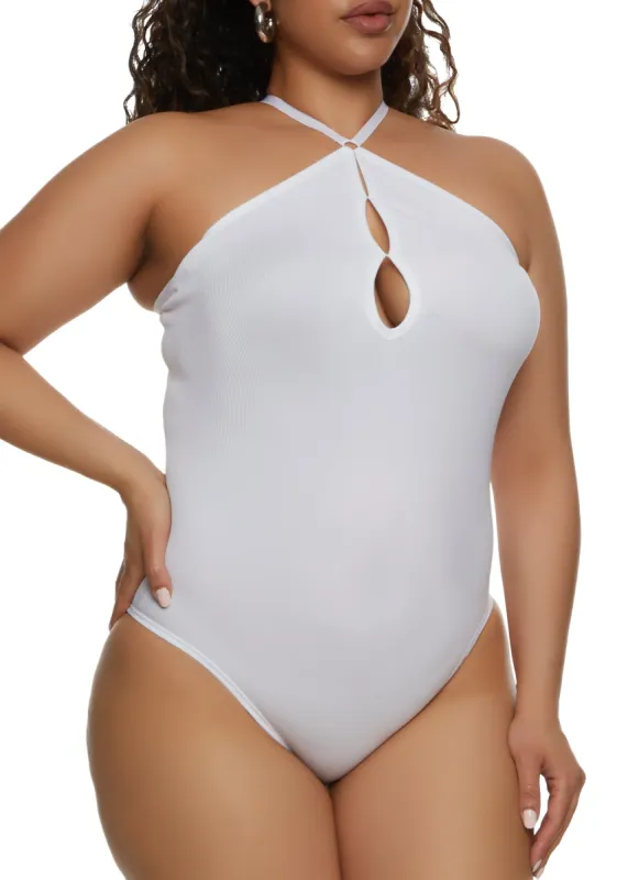 Plus Size Keyhole Open Back Bodysuit sold by Rainbow