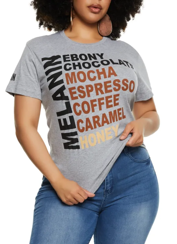 Plus Size Melanin Crew Neck Graphic Tee sold by Rainbow