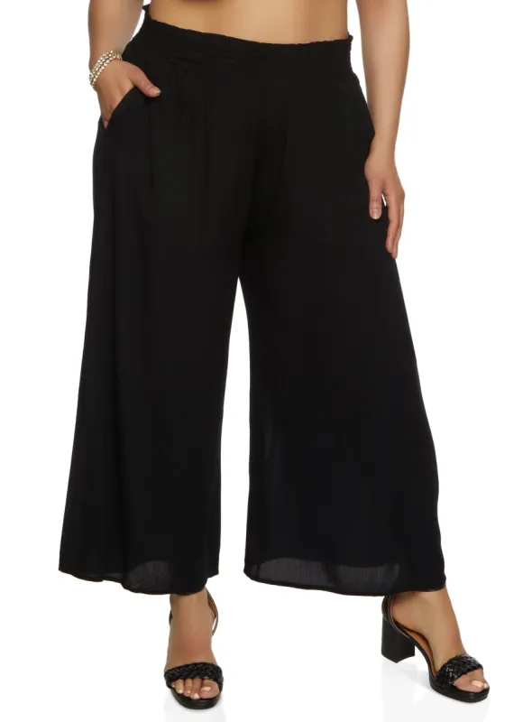Plus Size Printed Side Slit Wide Leg Pants sold by Rainbow