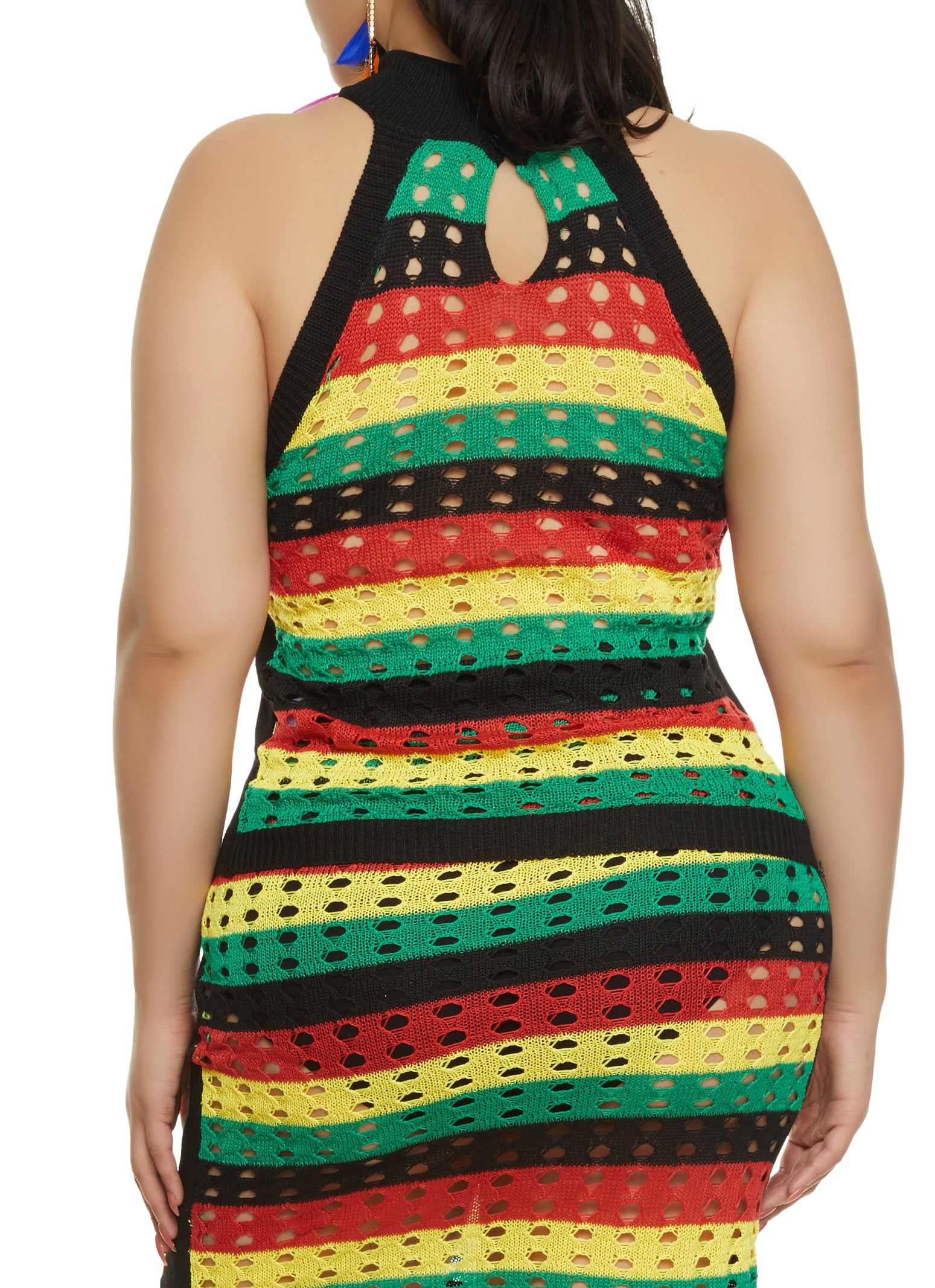 Plus Size Crochet Color Block Halter Top sold by Rainbow product image thumbnail 3