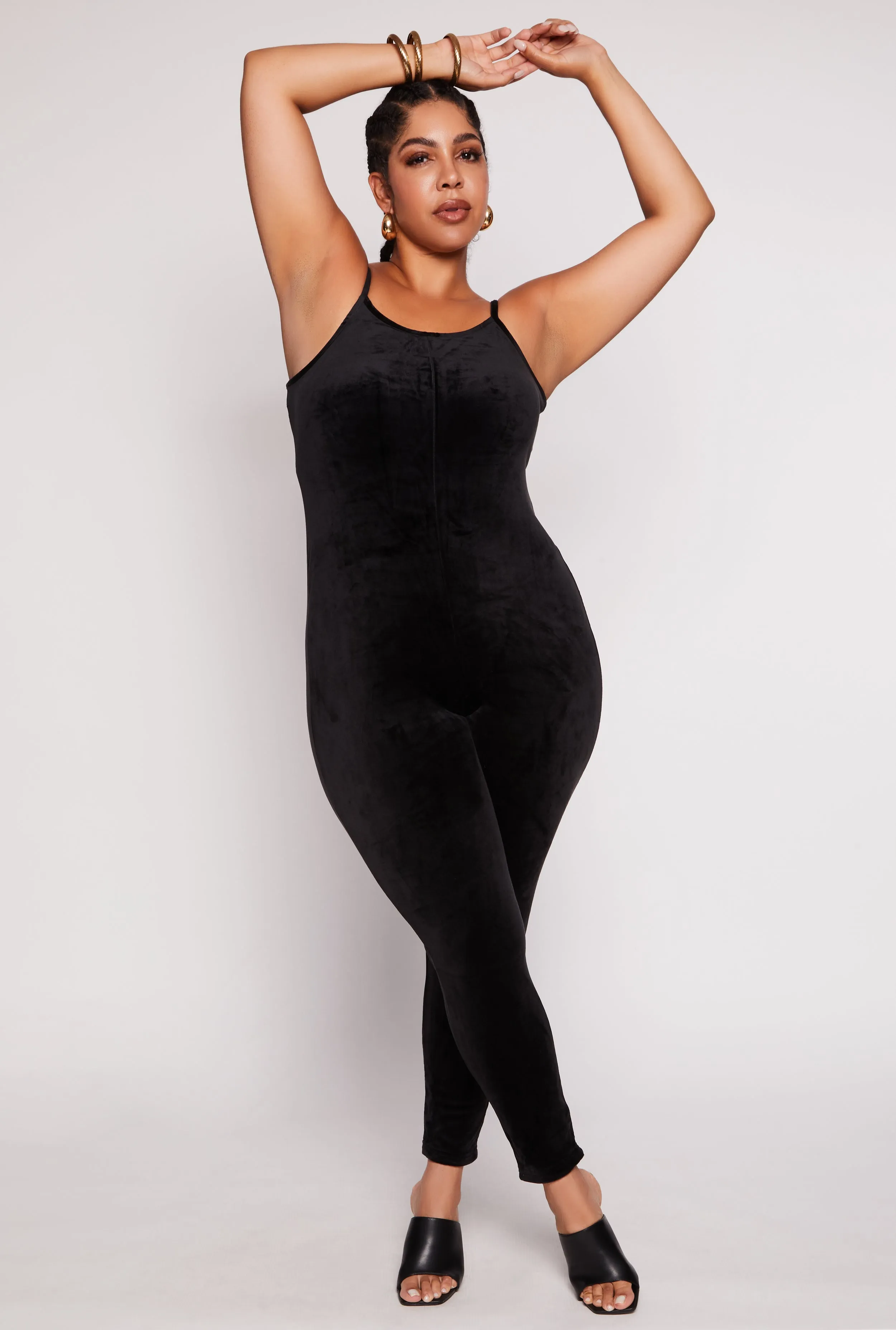 Plus Size Velour Cami Catsuit sold by Rainbow