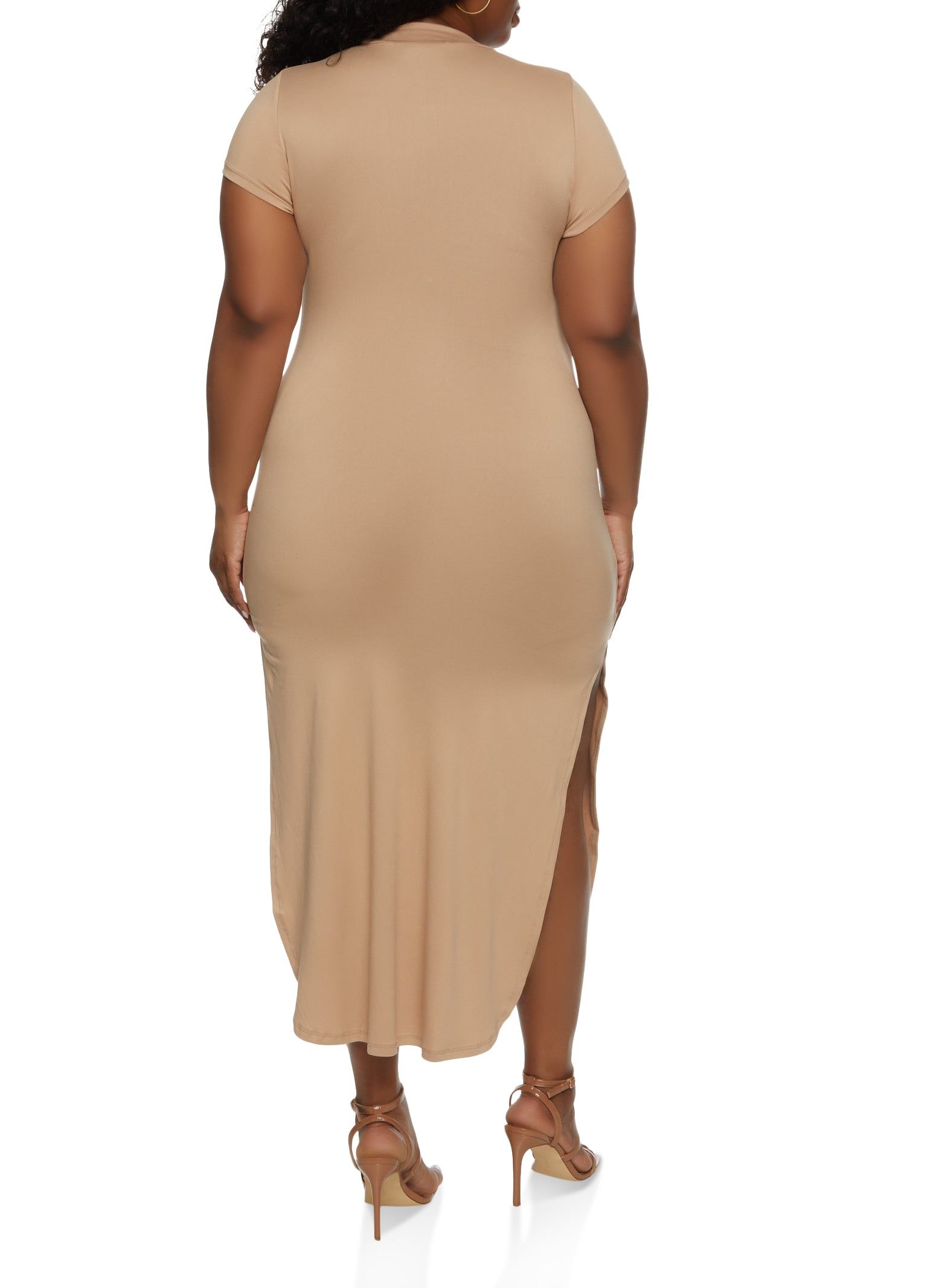 Plus Size Side Slit Mock Neck Maxi Dress sold by Rainbow product image thumbnail 3