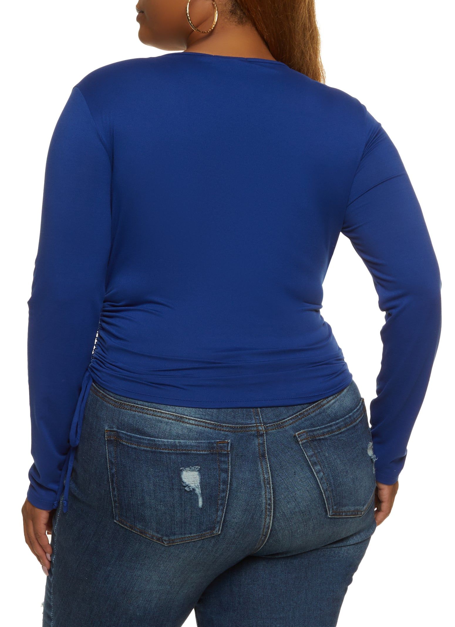 Plus Size Faux Wrap Ruched Side Top sold by Rainbow product image thumbnail 2