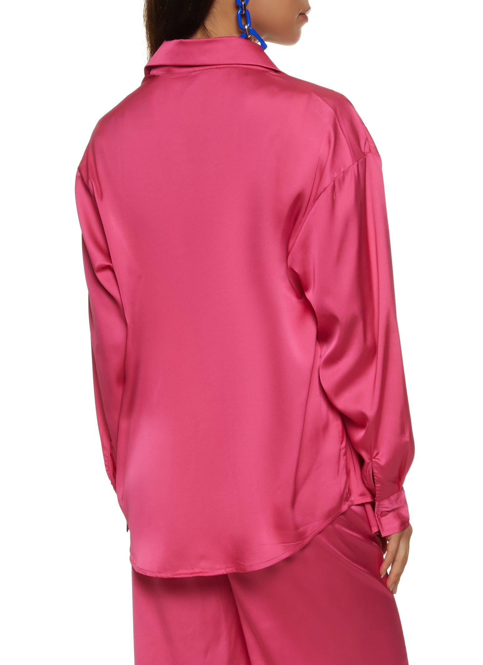 Satin Button Front Tunic Shirt sold by Rainbow product image thumbnail 3