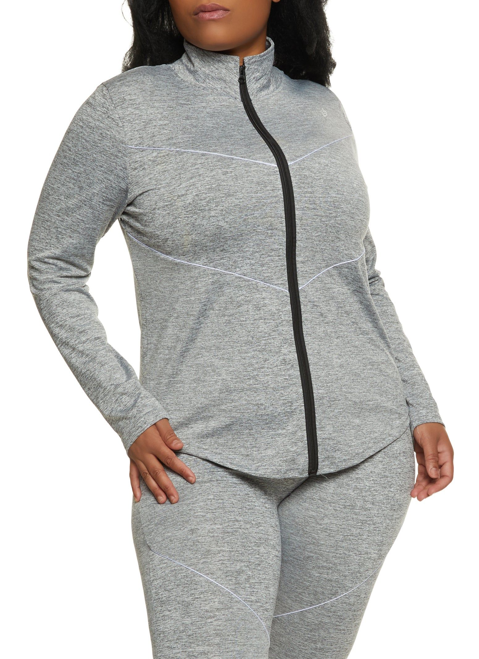 Plus Size Contrast Detail Track Jacket sold by Rainbow