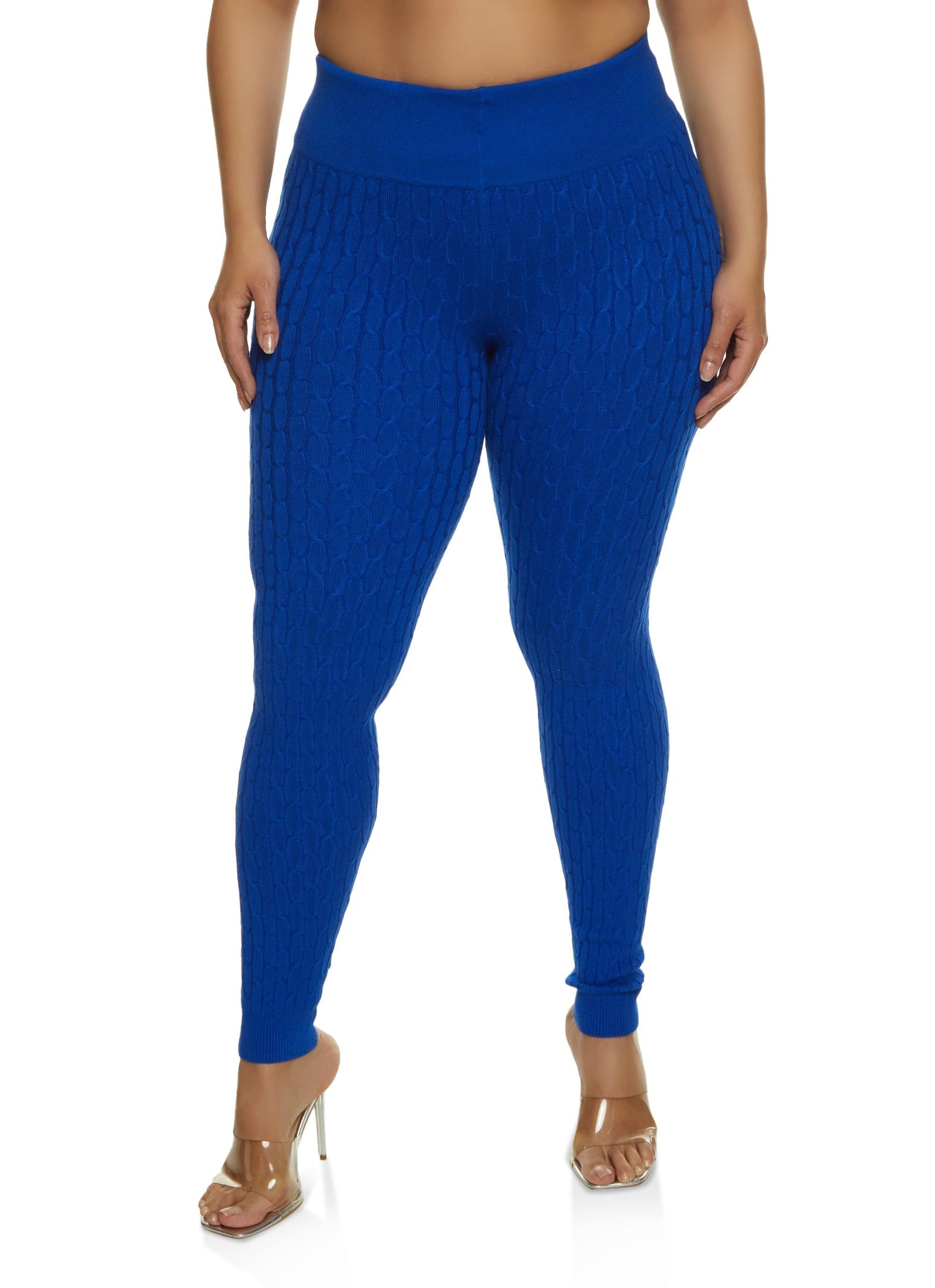 Plus Size High Waist Cable Knit Leggings sold by Rainbow