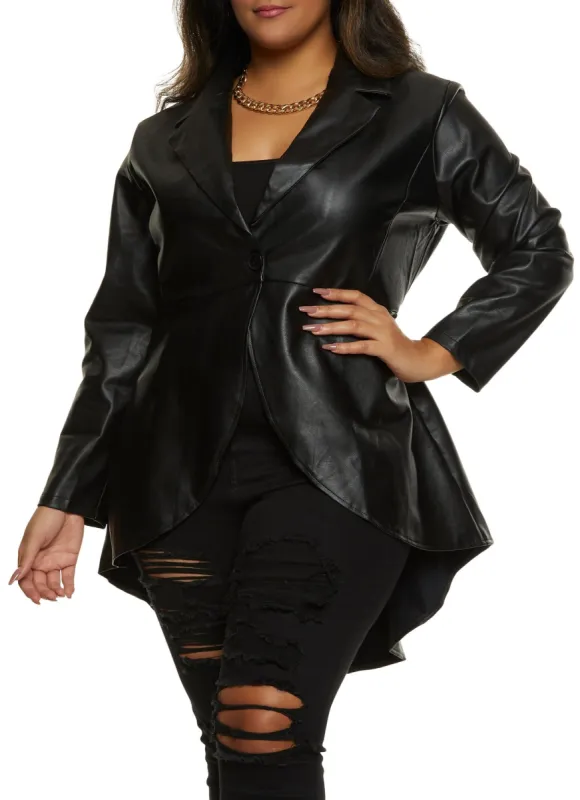 Plus Size High Low Faux Leather Jacket sold by Rainbow