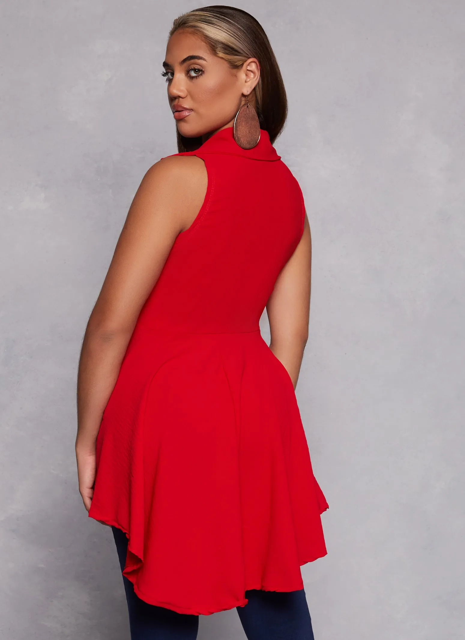 Sleeveless Button Down Tiered High Low Top sold by Rainbow product image thumbnail 3