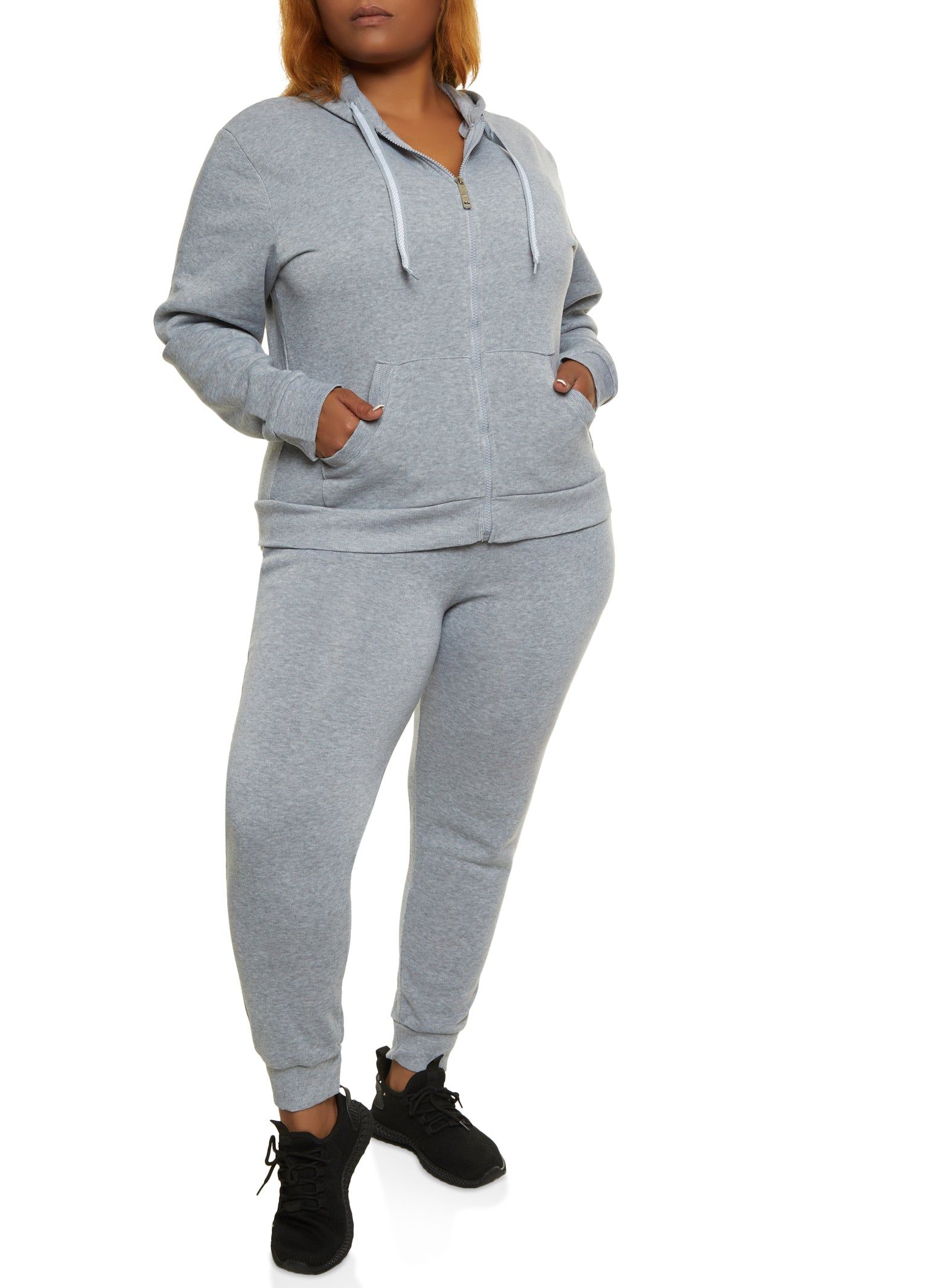 Plus Size Fleece Zip Front Hoodie sold by Rainbow product image thumbnail 2