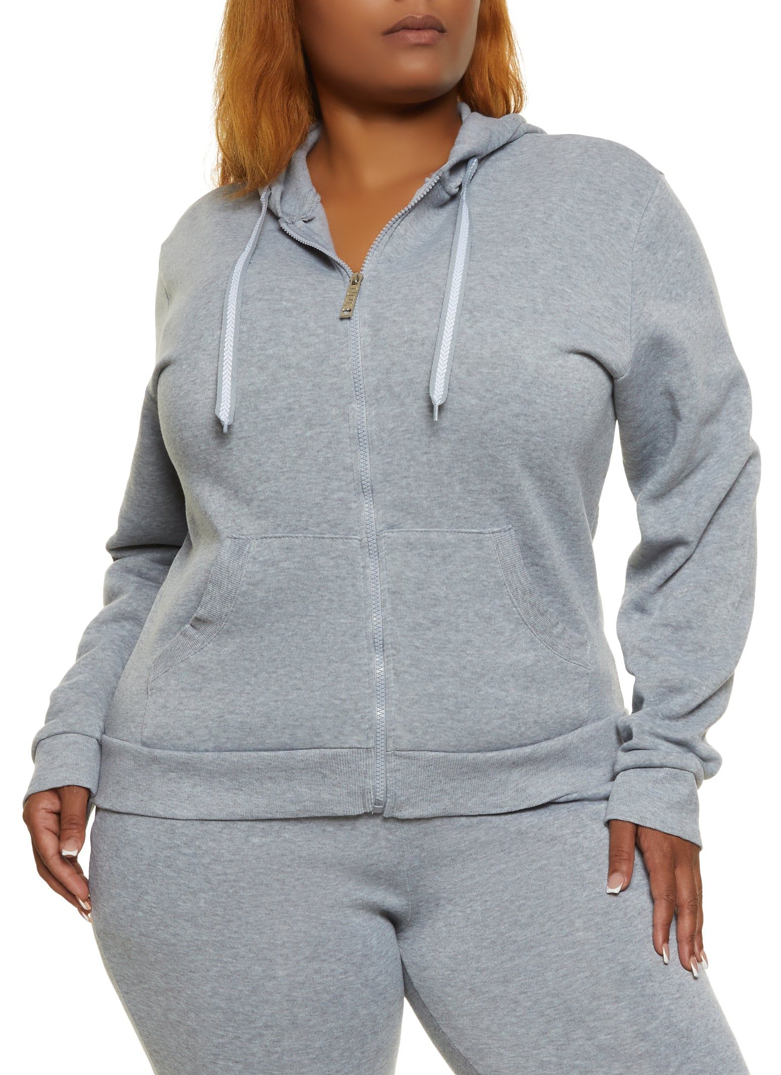 Plus Size Fleece Zip Front Hoodie sold by Rainbow
