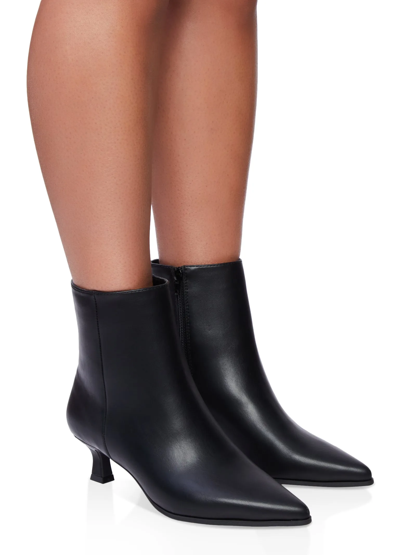 Pointed Toe Side Zip Kitten Heel Booties sold by Rainbow product image thumbnail 2