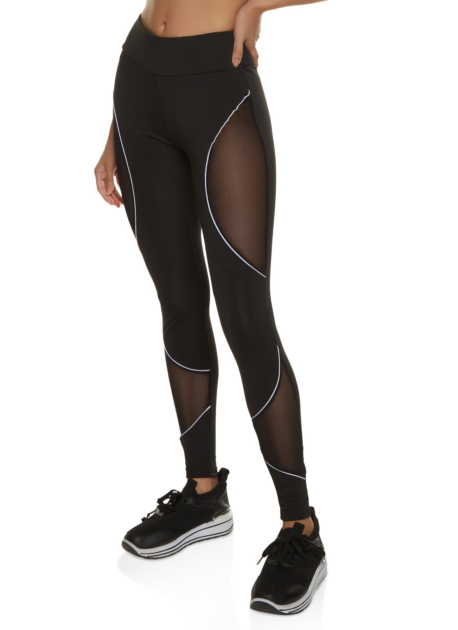 Contrast Trim Mesh Insert Active Leggings sold by Rainbow