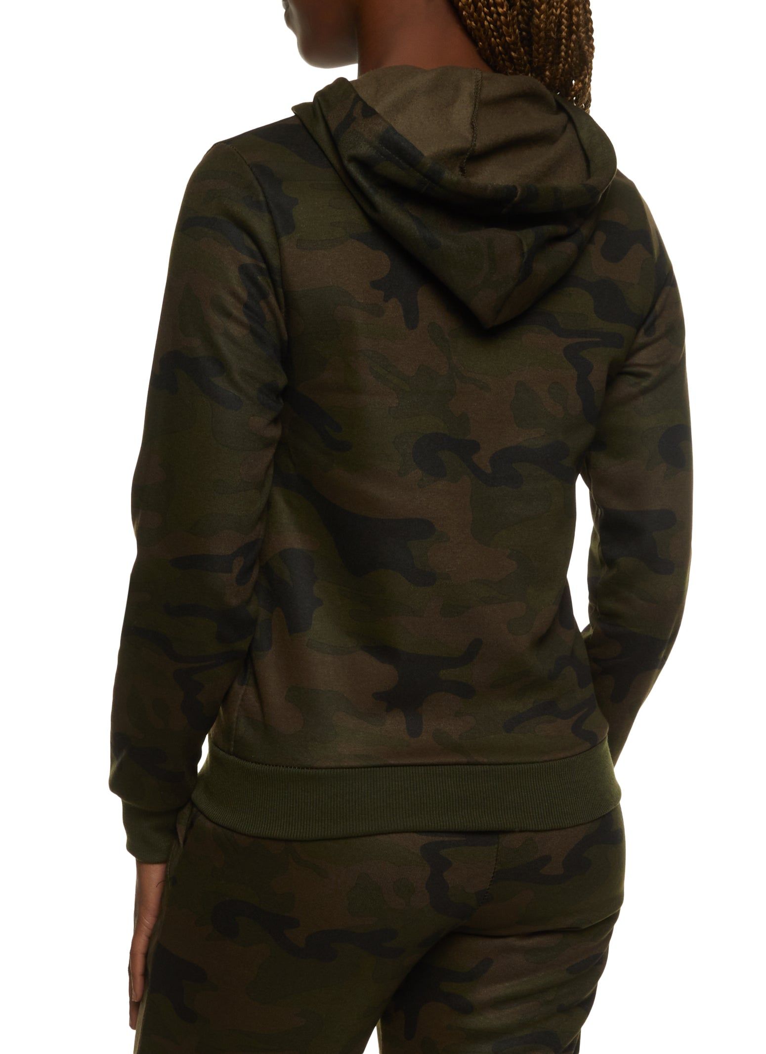 Solid Fleece Zip Front Hooded Sweatshirt sold by Rainbow product image thumbnail 3