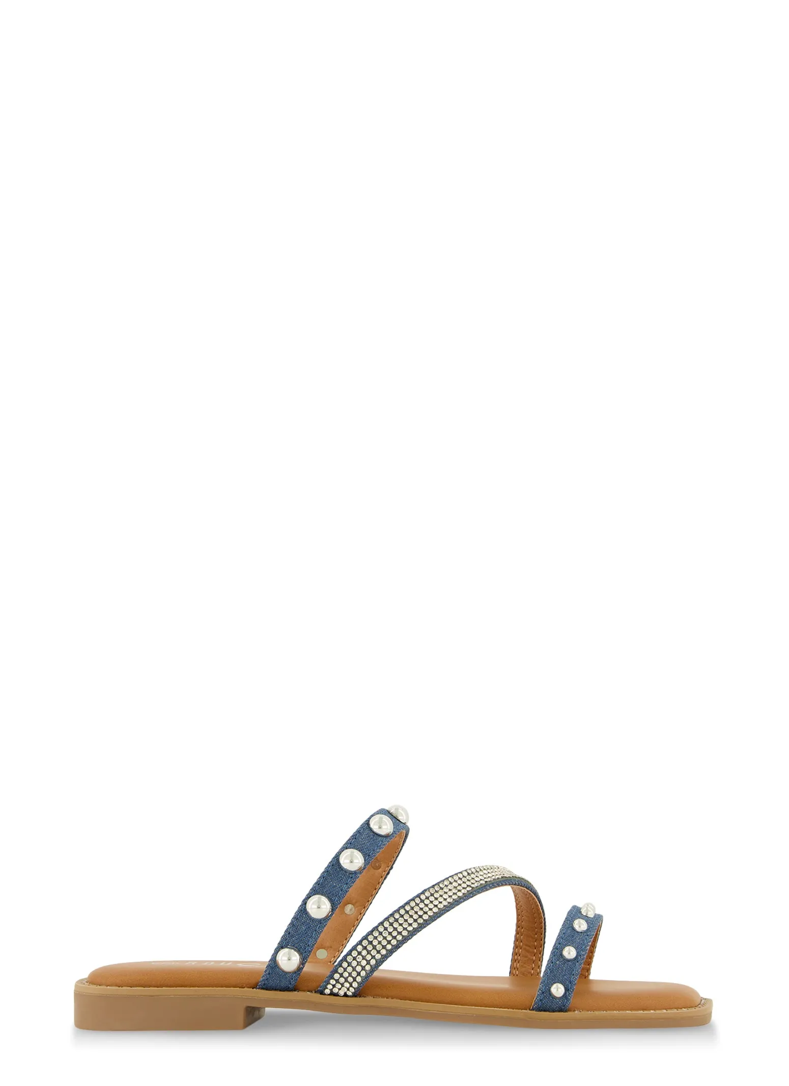 Rhinestone Studded Asymmetrical Strap Slide Sandals sold by Rainbow product image thumbnail 2