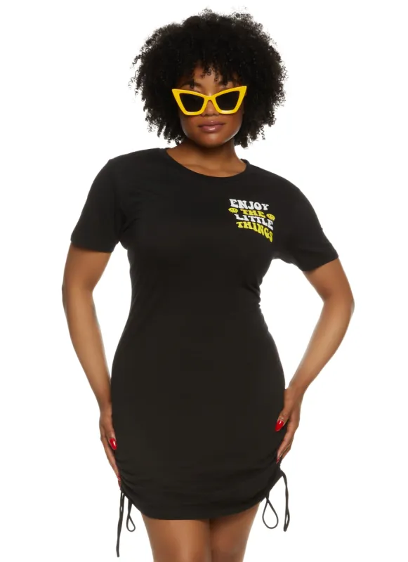 Plus Size Enjoy The Little Things Graphic T Shirt Mini Dress sold by Rainbow