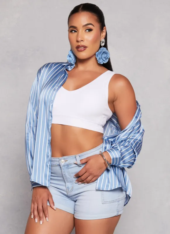 Satin Striped Button Front Shirt sold by Rainbow