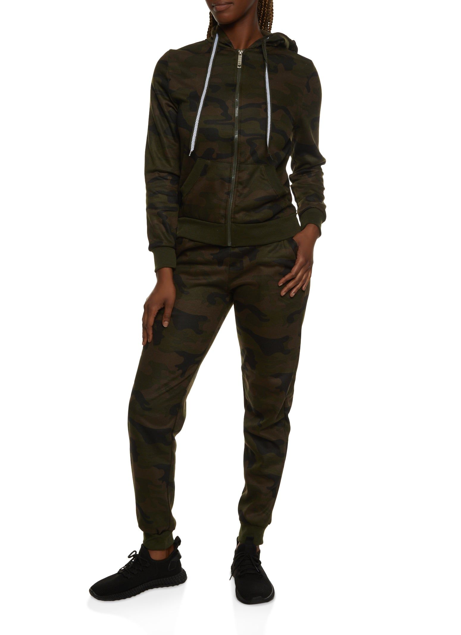 Solid Fleece Zip Front Hooded Sweatshirt sold by Rainbow product image thumbnail 2