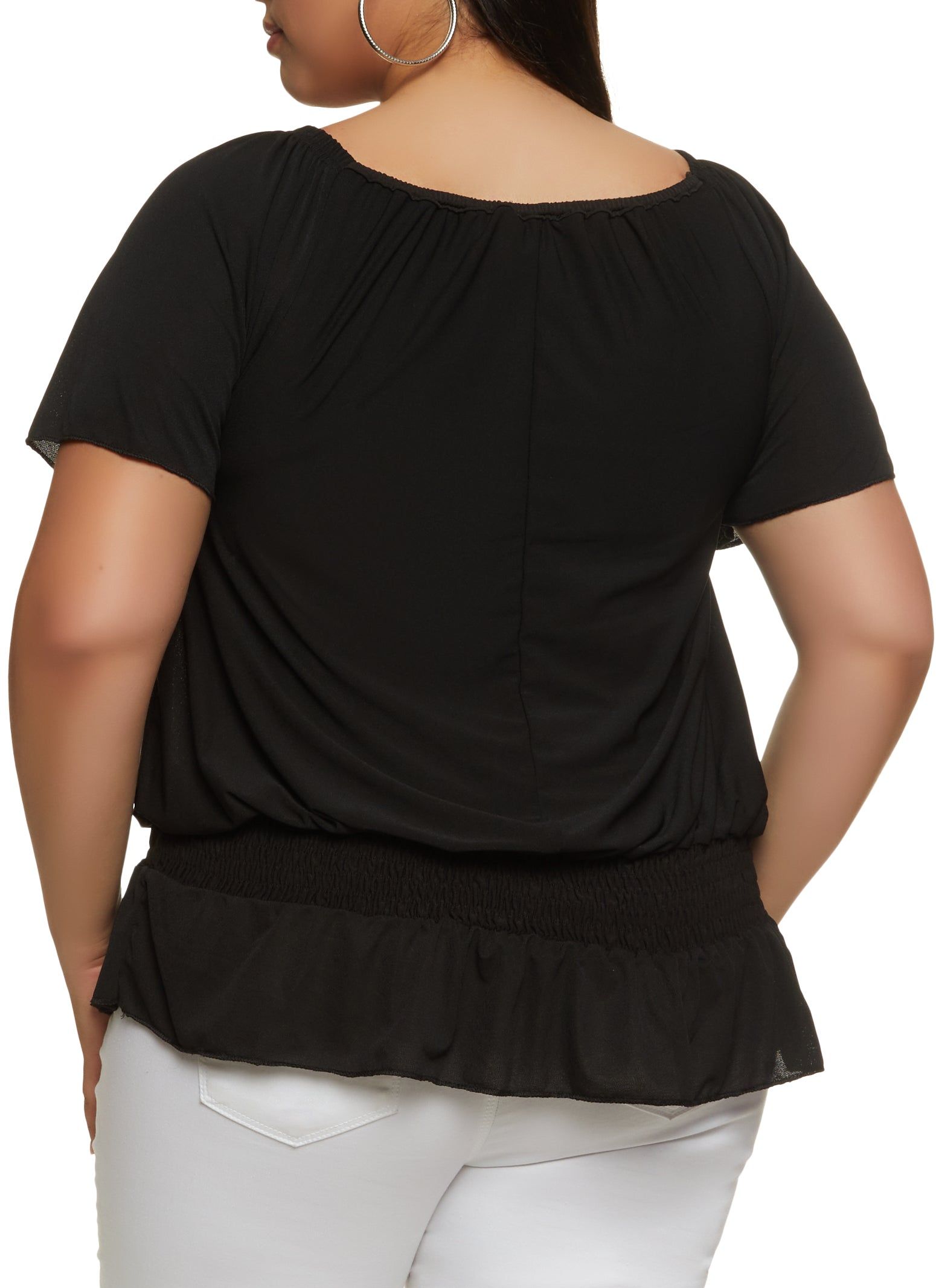 Plus Size Square Neck Smocked Waist Blouse sold by Rainbow product image thumbnail 2