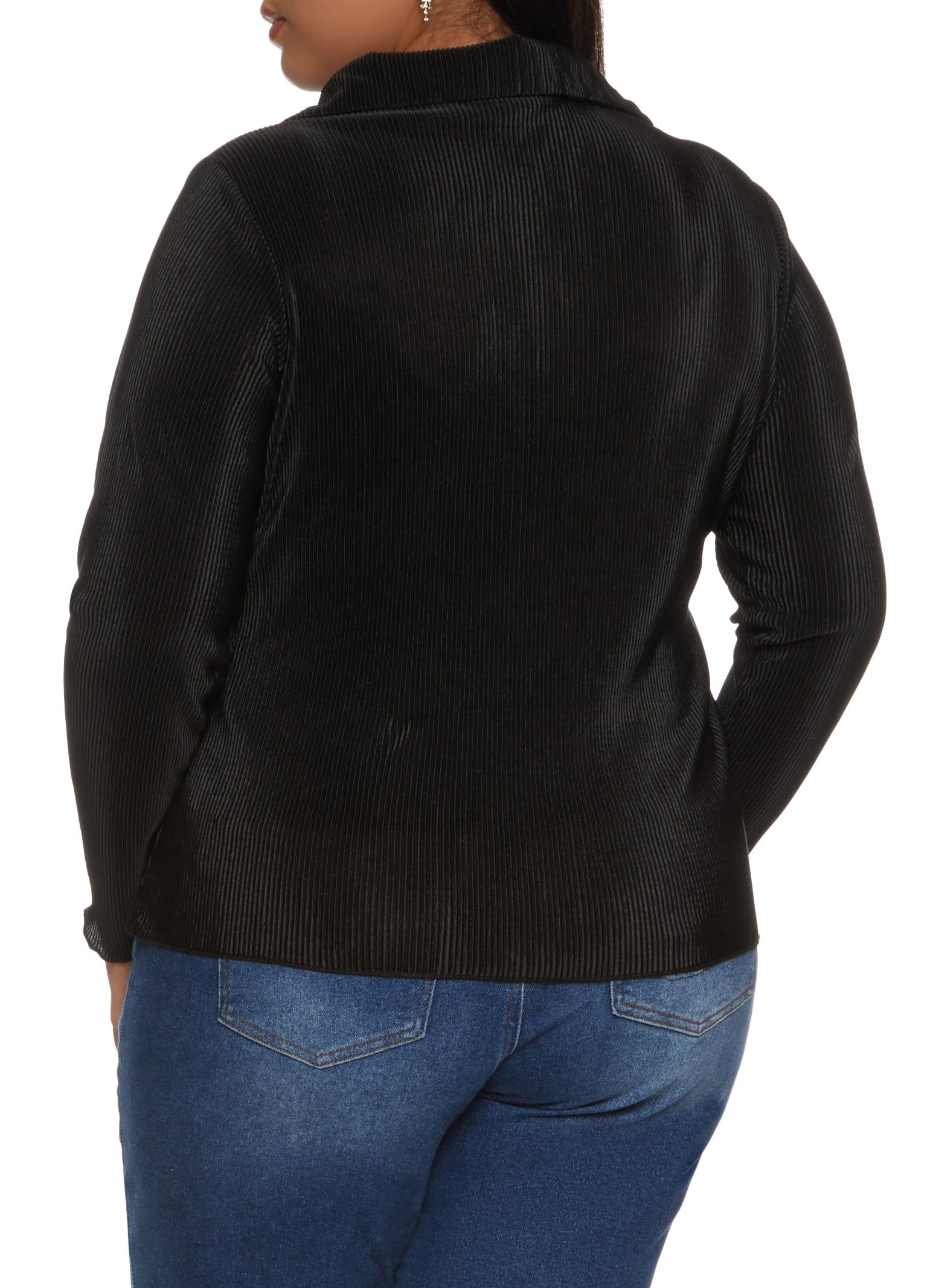 Plus Size Plisse Collared Button Front Shirt sold by Rainbow product image thumbnail 2