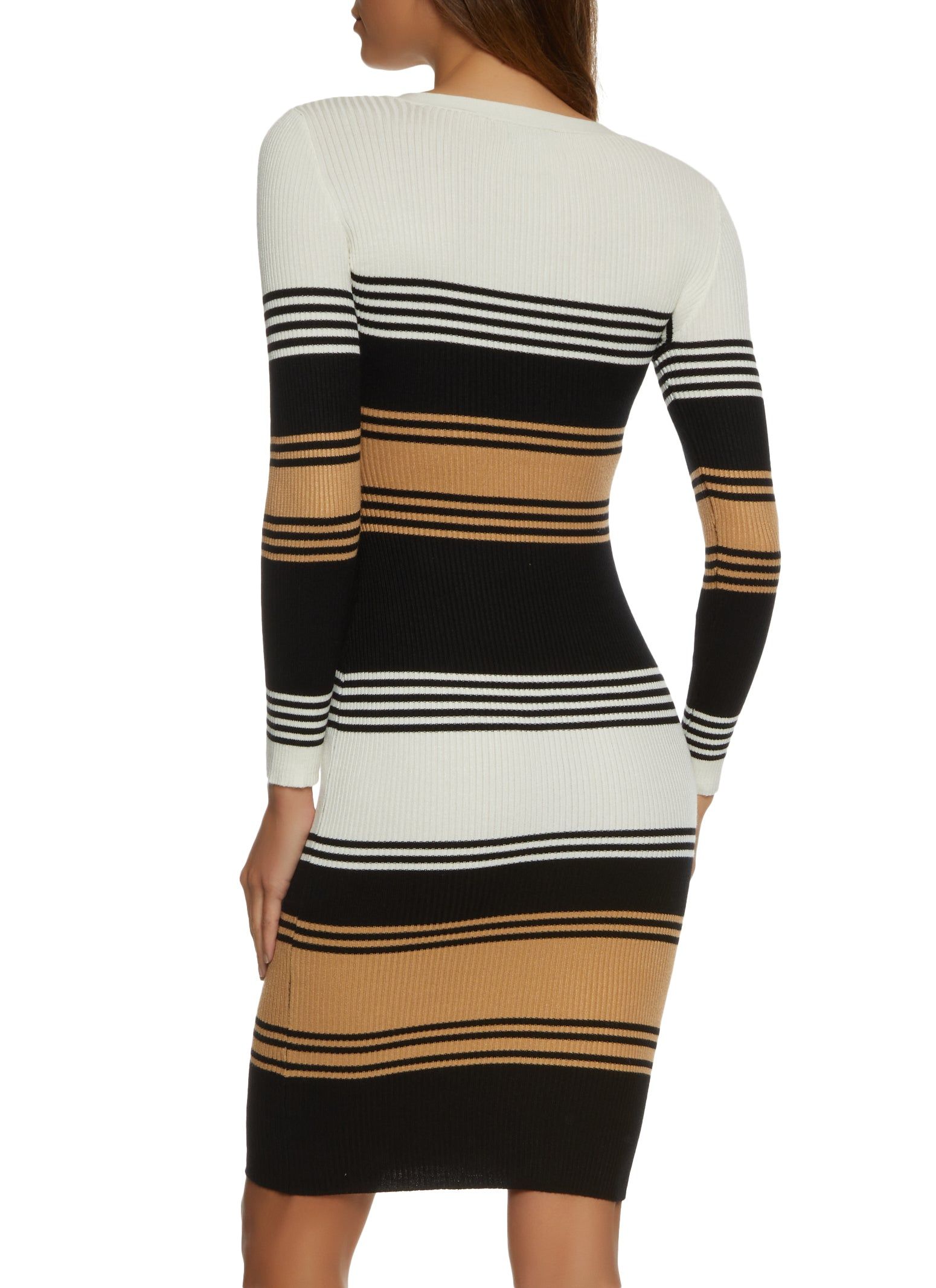 Ribbed Knit Striped Midi Sweater Dress sold by Rainbow product image thumbnail 3